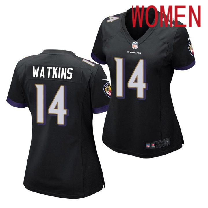 Women Baltimore Ravens #14 Sammy Watkins Nike Black Game NFL Jersey